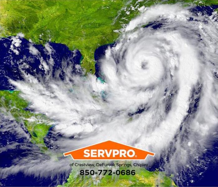 A hurricane is seen from a satellite image.